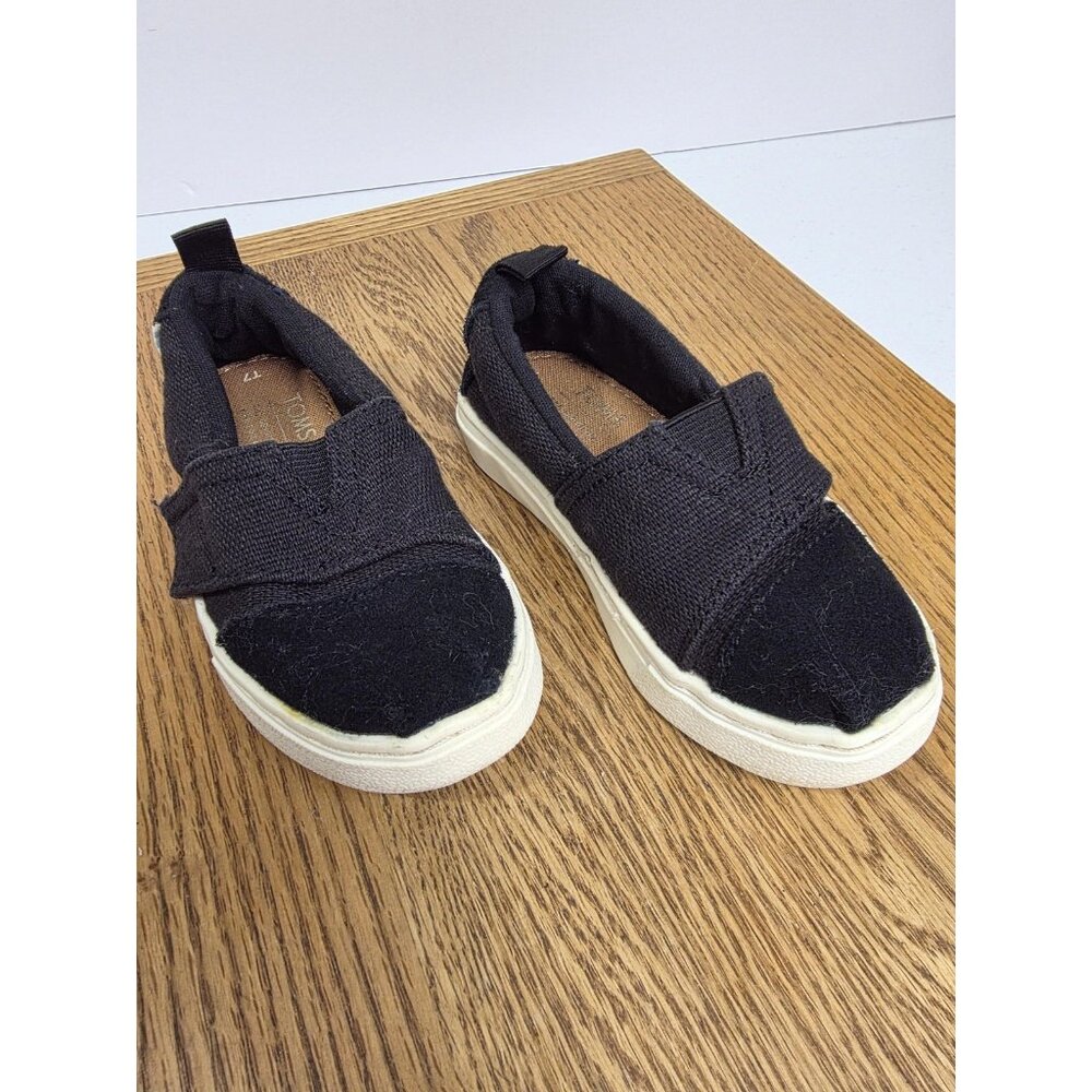 Toms Shoes Youth Size 11 Black Canvas Slip On Casual Sneakers Kids Boys Girls